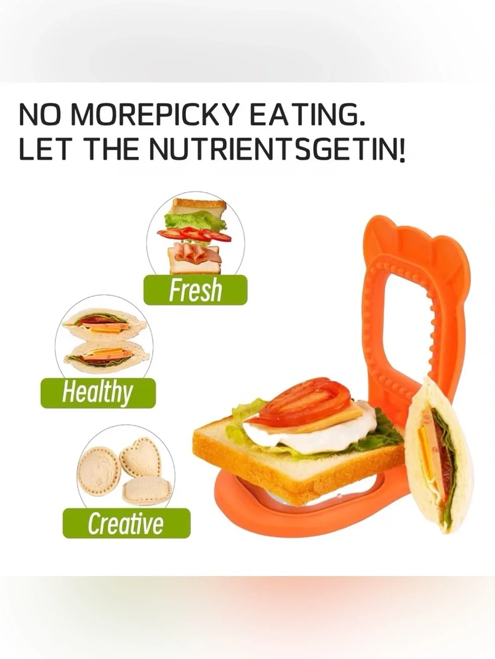 💞 New Orange Square Uncrustable-Style Sandwich Cutter and Sealer